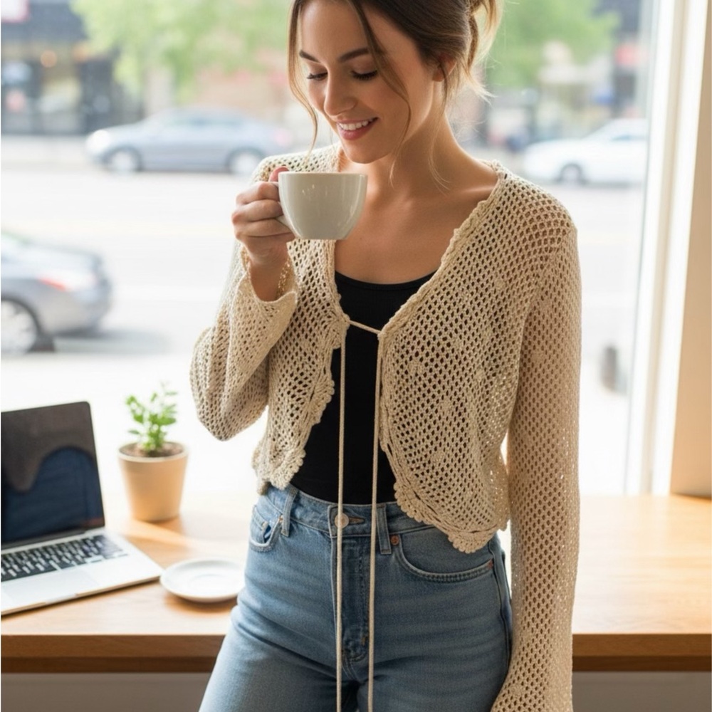 Cider Cream Open-Knit Cardigan